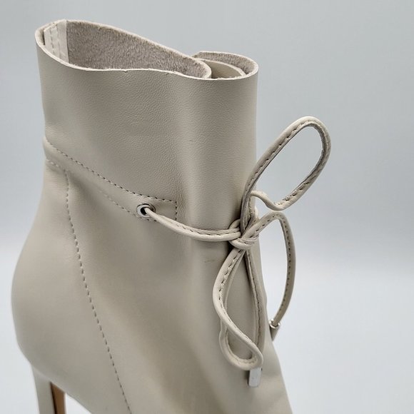 Nine West TIRZAH White Leather Pointed Toe Dress Boots SZ 8.5 - Picture 4 of 13